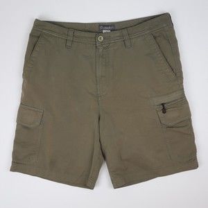 Quiksilver Cargo  Olive Shorts Zip Pockets Cotton Hiking Walking Mens 34 x 9